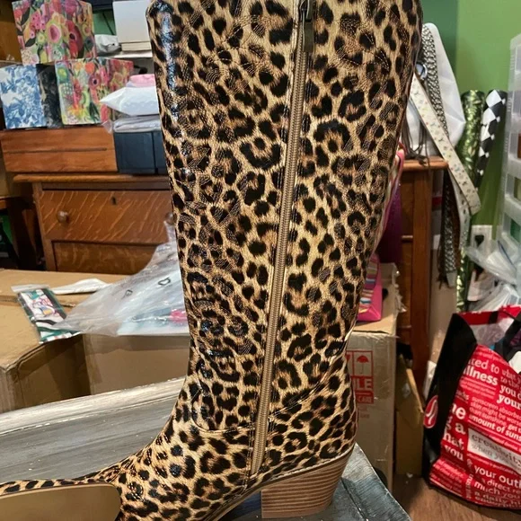 Corkys Leopard Print Over-the-Knee Boots - Brown/Tan - Picture 3 of 6
